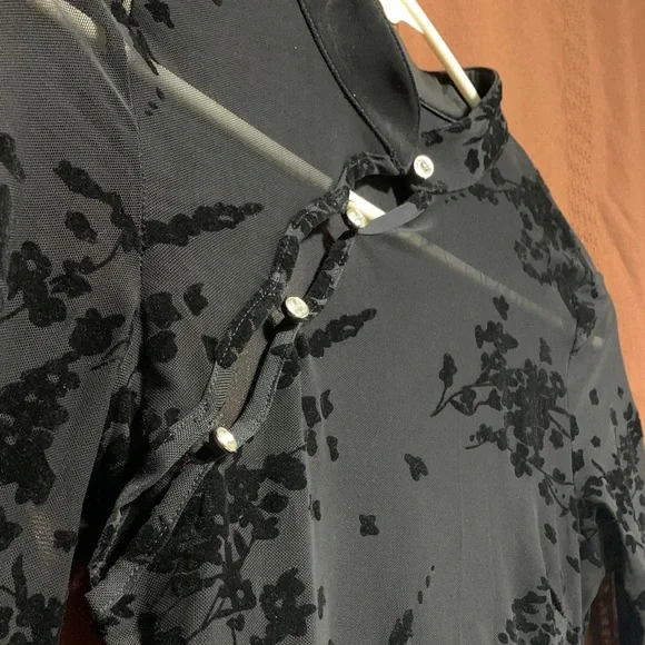 Sheer Black Floral Women's Dress - Picture 4 of 8